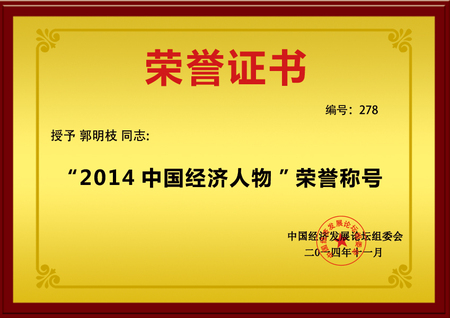 “2014年中国经济人物”荣誉称号